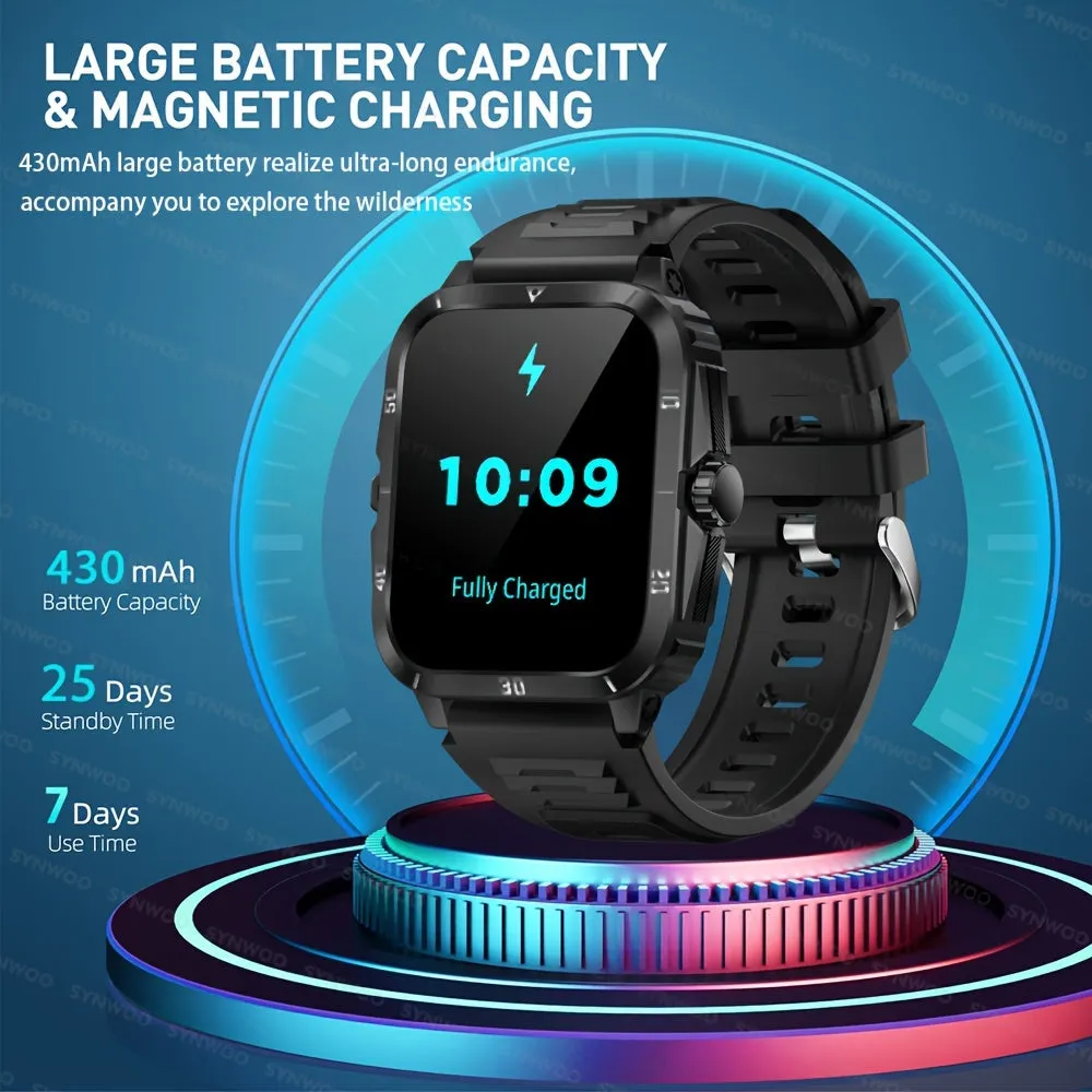 1pc 5.11cm Large Screen Smart Watch, 3ATM Indoor And Outdoor Swimming Sports Fitness Wrist Watch, With Voice Assistant, 430mAh Battery Man Women Smart Watch