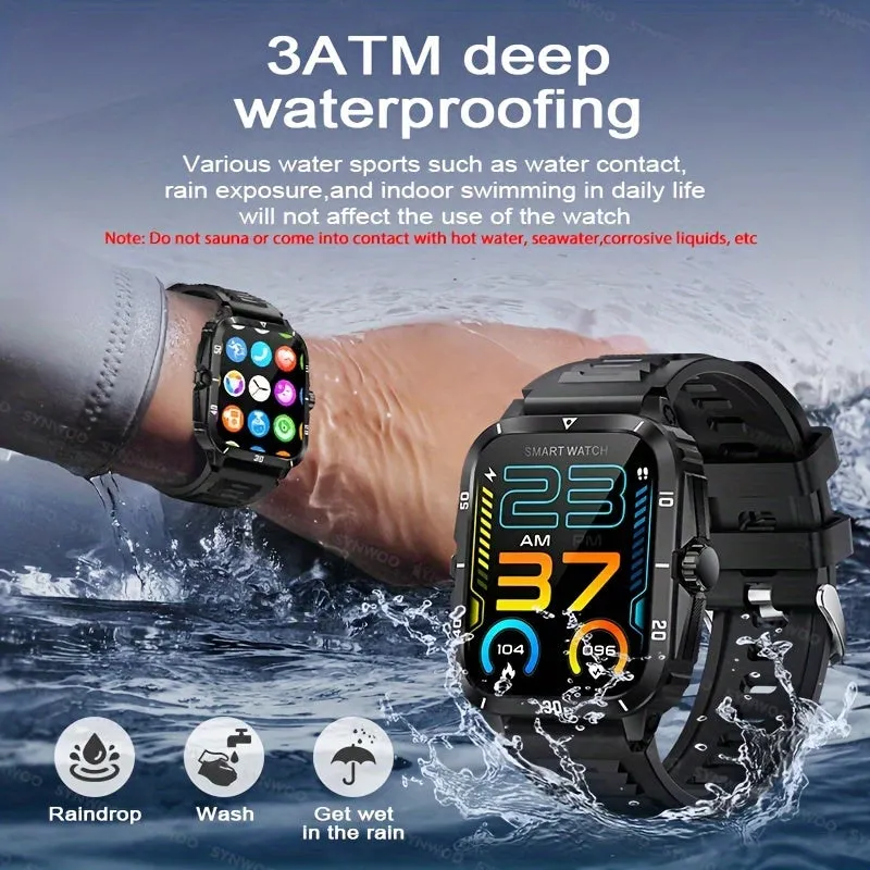 1pc 5.11cm Large Screen Smart Watch, 3ATM Indoor And Outdoor Swimming Sports Fitness Wrist Watch, With Voice Assistant, 430mAh Battery Man Women Smart Watch