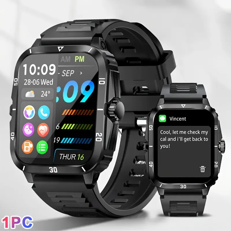 1pc 5.11cm Large Screen Smart Watch, 3ATM Indoor And Outdoor Swimming Sports Fitness Wrist Watch, With Voice Assistant, 430mAh Battery Man Women Smart Watch