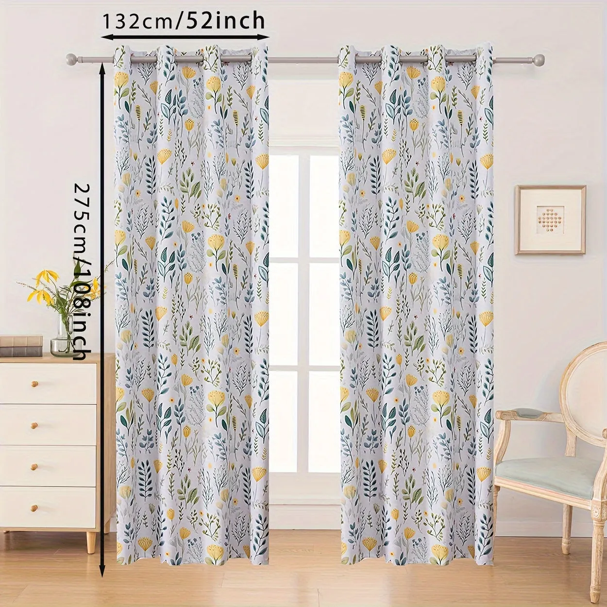 2Panels 100% Blackout Curtains, Summer Daisy Print Curtains, Top Loop Hanging, Sunscreen, Heat And Light Insulation Thick Noise Reduction Film Coated Shading Curtains, Deep Sleep Curtains, For The Bedroom Living Room Balcony Home Decoration