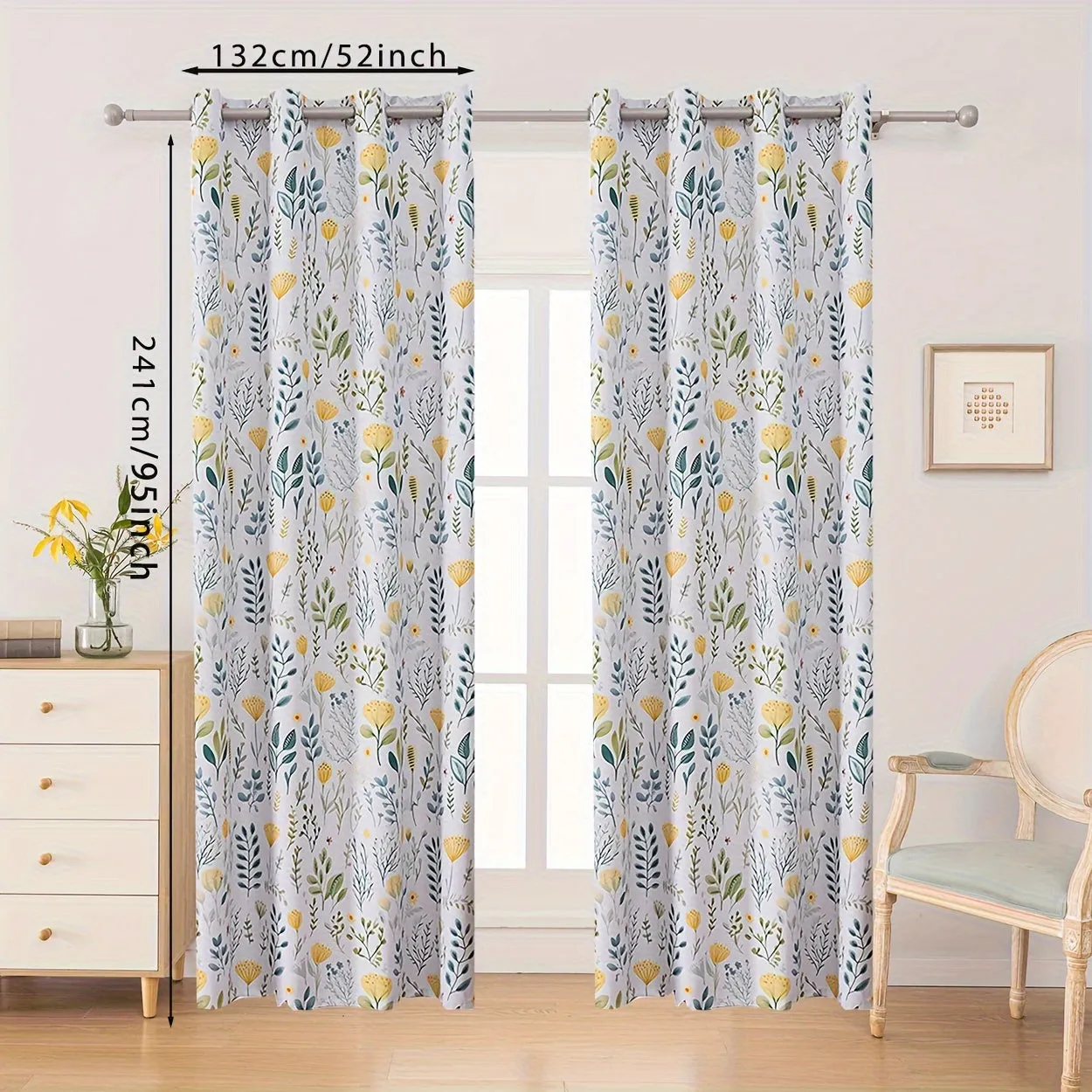 2Panels 100% Blackout Curtains, Summer Daisy Print Curtains, Top Loop Hanging, Sunscreen, Heat And Light Insulation Thick Noise Reduction Film Coated Shading Curtains, Deep Sleep Curtains, For The Bedroom Living Room Balcony Home Decoration