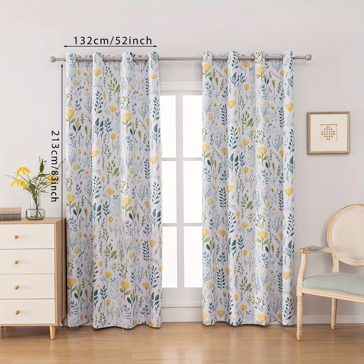 2Panels 100% Blackout Curtains, Summer Daisy Print Curtains, Top Loop Hanging, Sunscreen, Heat And Light Insulation Thick Noise Reduction Film Coated Shading Curtains, Deep Sleep Curtains, For The Bedroom Living Room Balcony Home Decoration