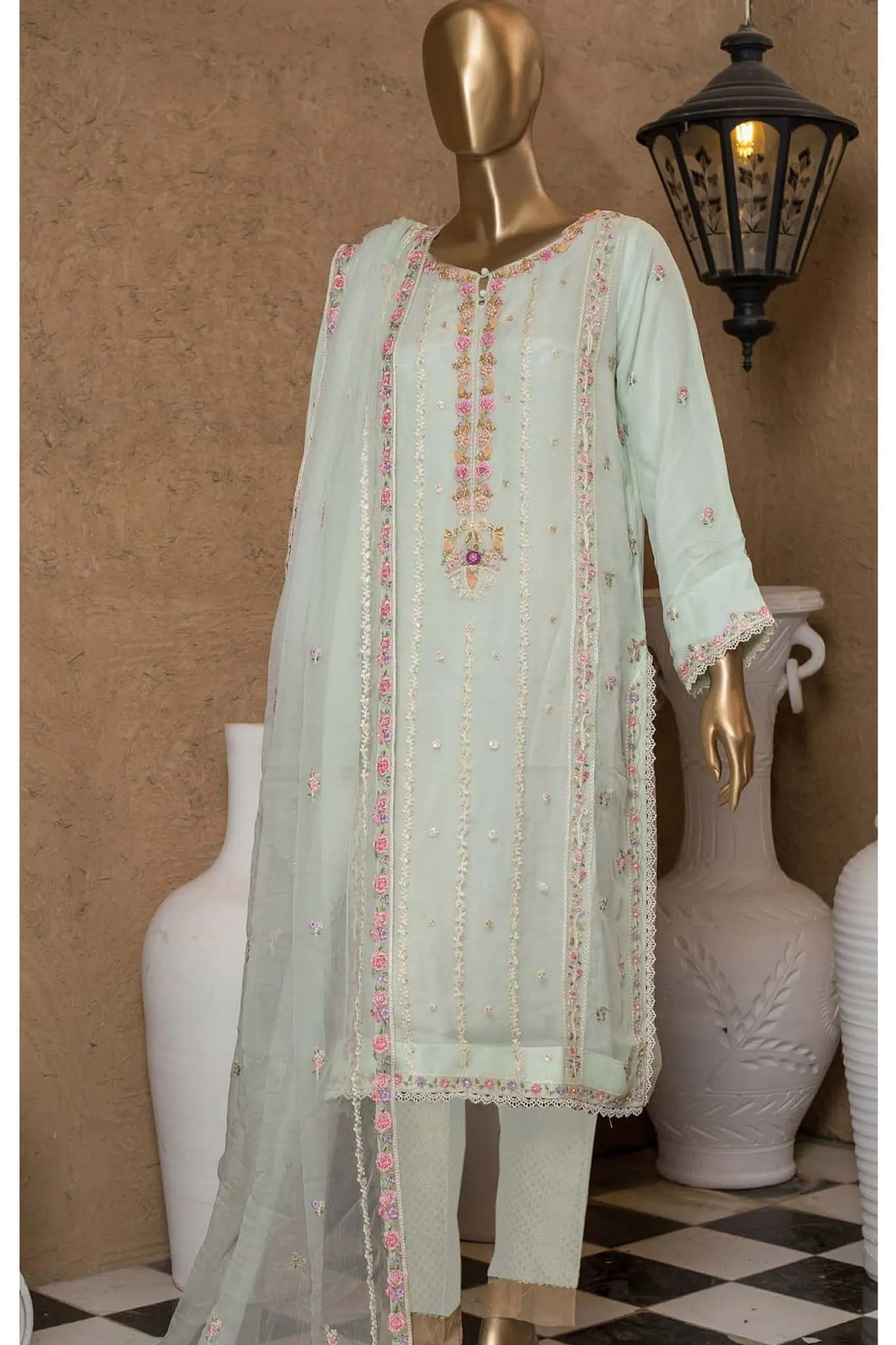 Bin Saeed Stitched 2 Piece Embroidered Chiffon Vol-05 Collection'2022-SPFC-01-Pista