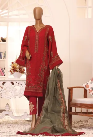 Bin Saeed Stitched 2 Piece Formal Embroidered Chiffon Collection'2022-ZEFC-0010-Maroon