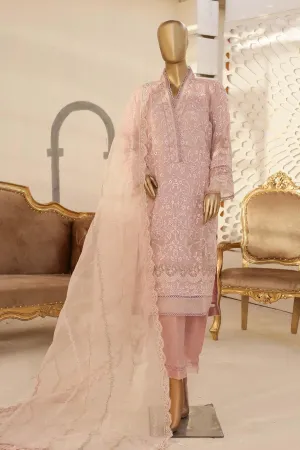 Bin Saeed Stitched 3 Piece Embroidered Chiffon Collection'2023-D-01-Pink