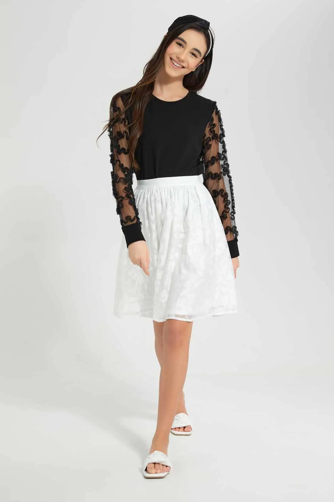 Black Organza Sleeve Blouse