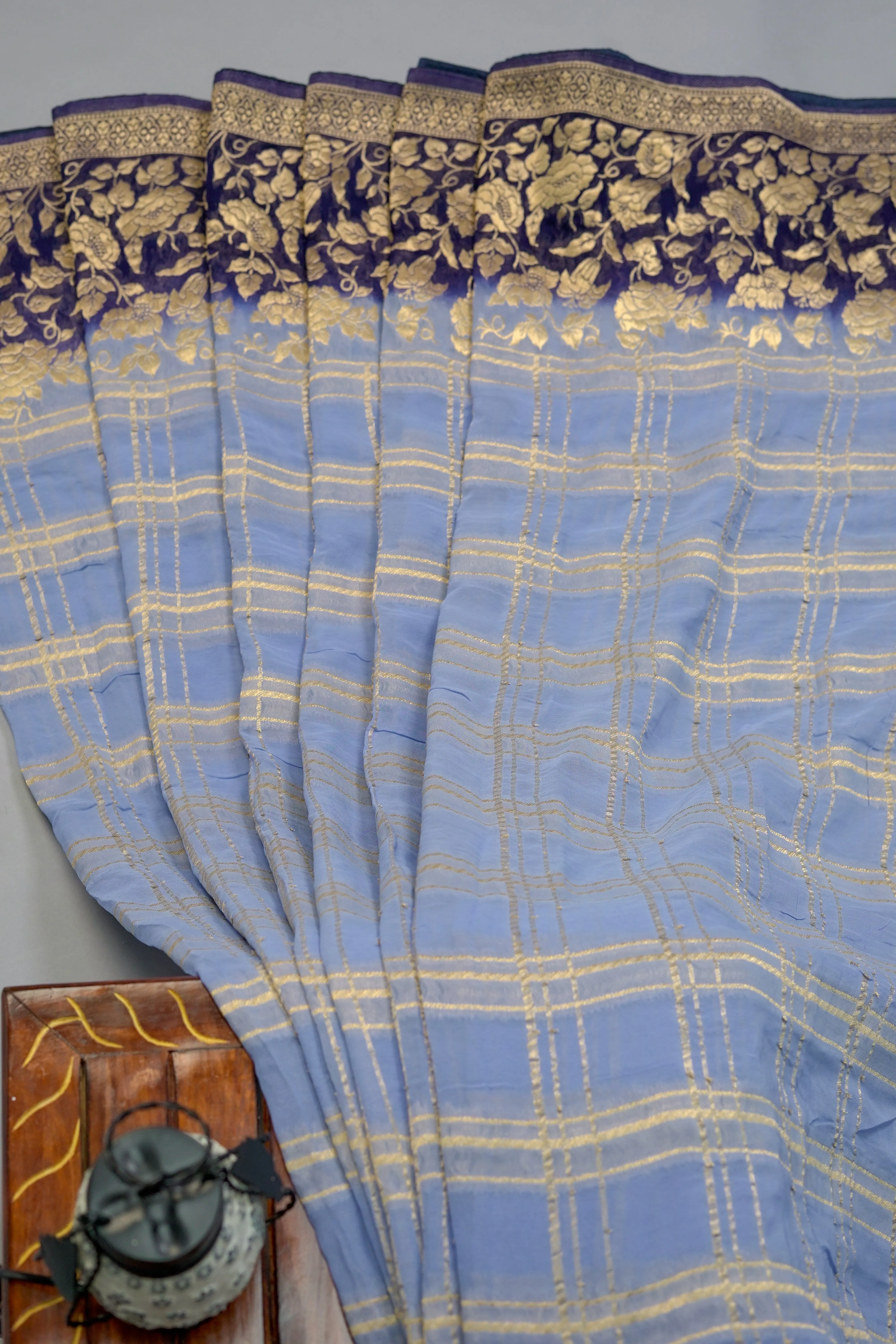 Blue and Dark Blue Georgette saree | Fancy Look