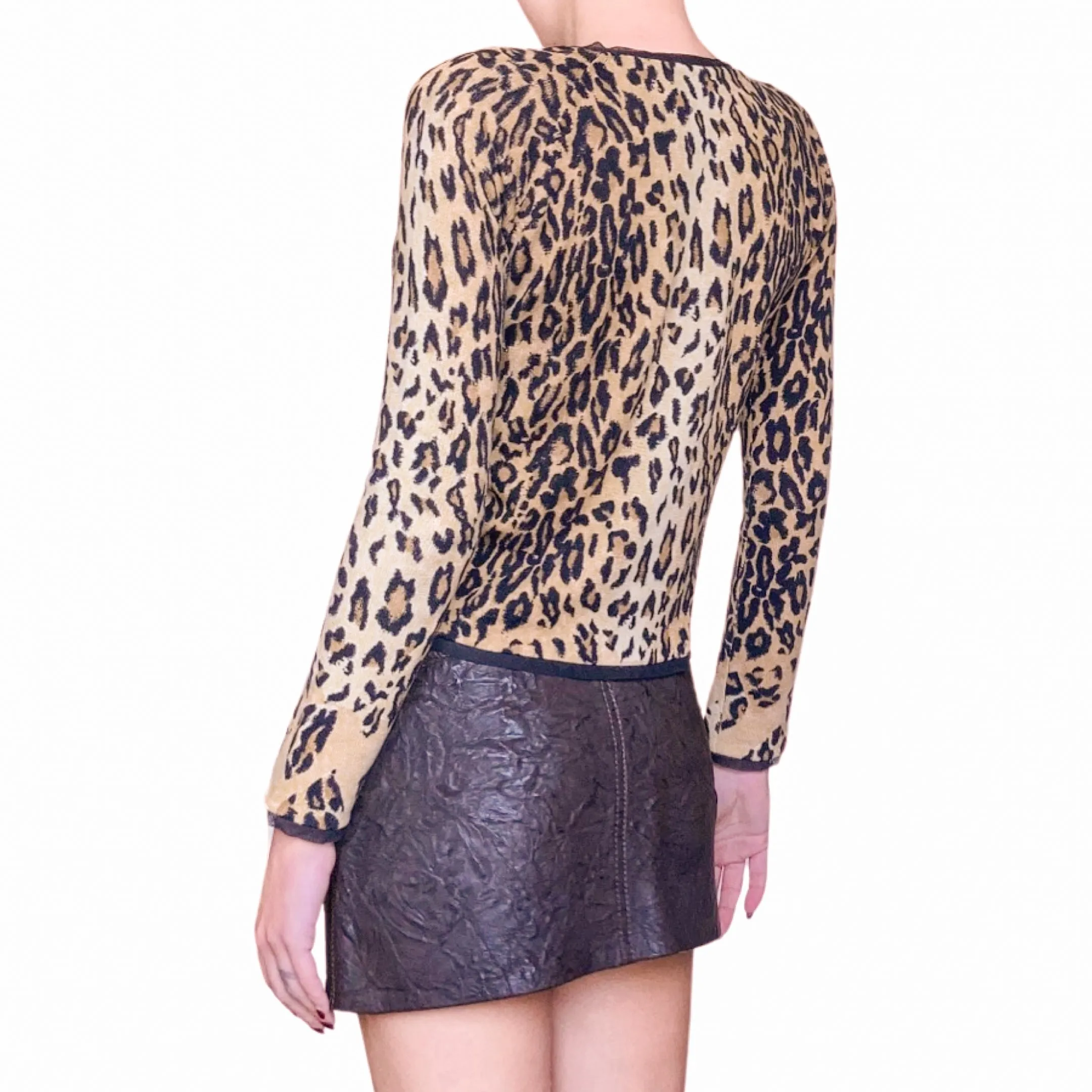 Blumarine FW 1998 leopard wool cardigan