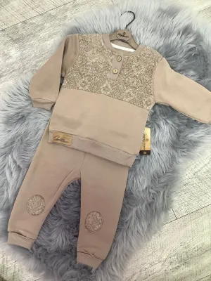 Boys beige 2 piece trouser set XMAS