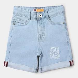 Boys Denim Short Beach Please-Ice Blue