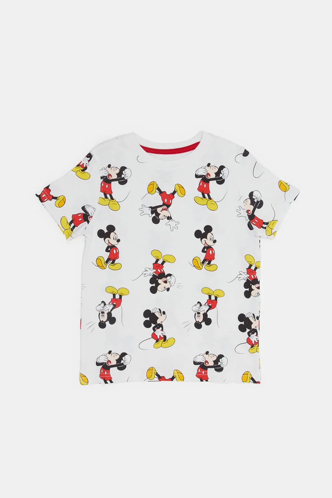 Boys White And Blue Mickey Mouse T-Shirt Set (Pack Of 2)