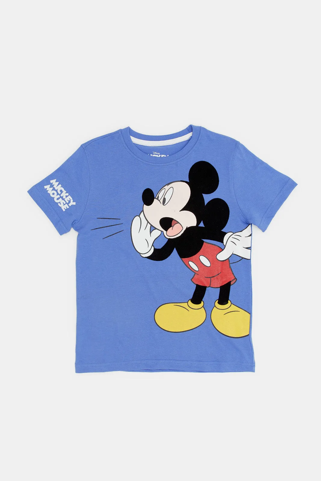 Boys White And Blue Mickey Mouse T-Shirt Set (Pack Of 2)