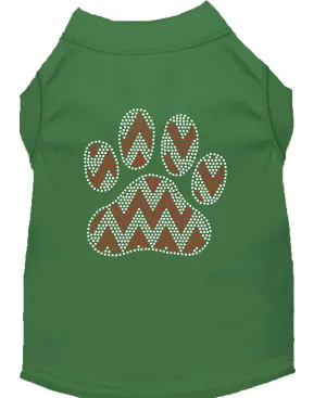 Candy Cane Chevron Paw Rhinestone Dog Shirt Green Sm (10)