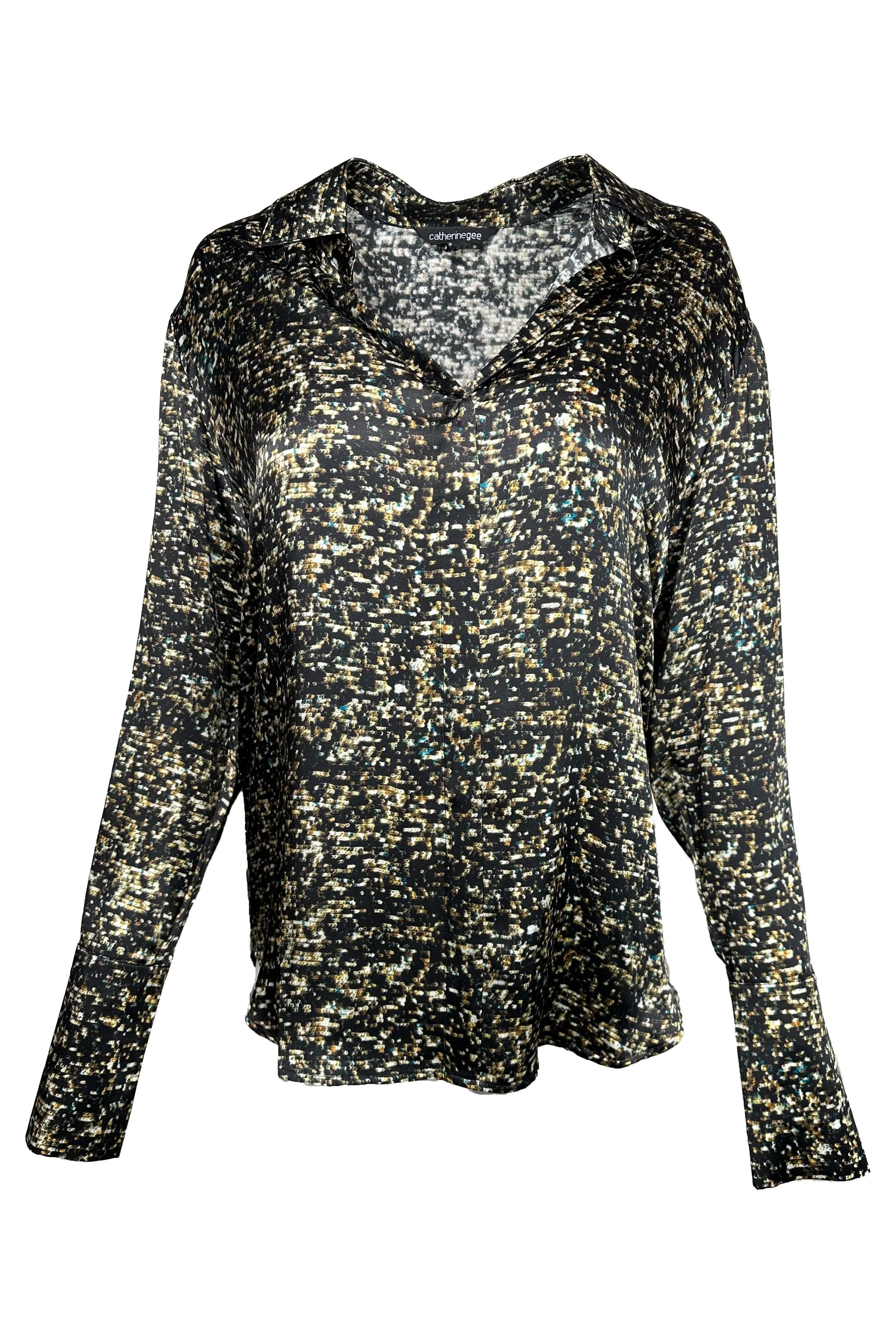 Catherine Gee Daria French Cuff Silk Blouse | Gold Sequin