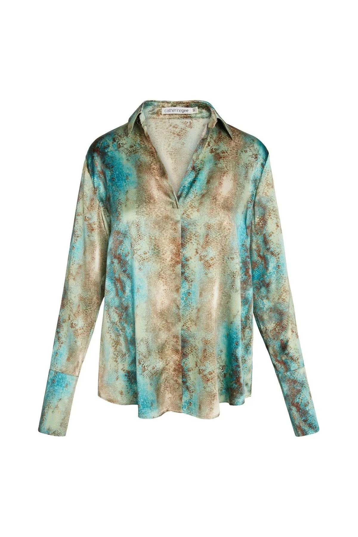 Catherine Gee Daria French Cuff Silk Blouse | Gold Sequin