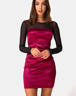 Cecile Slip Dress in Satin Burgundy