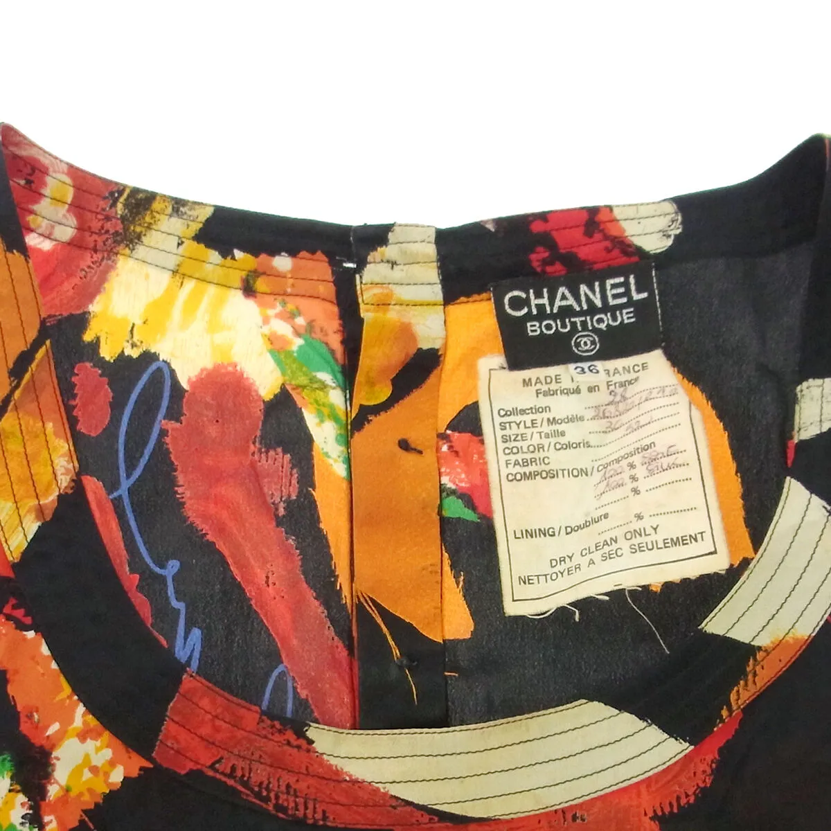 CHANEL CC Sleeveless Tops Black 100% Silk #36 Y02277g