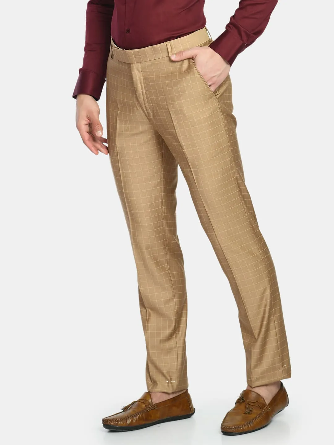 Checks Polycotton Slim Fit Men's Trouser