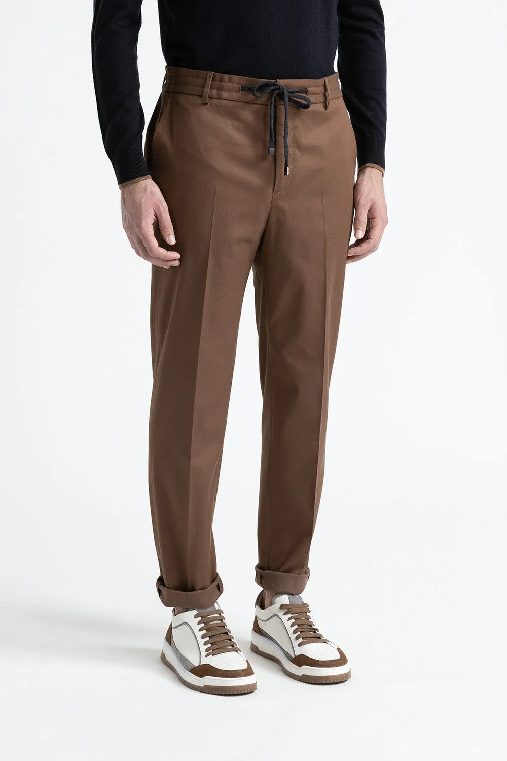 Cotton and wool gabardine jogger trousers