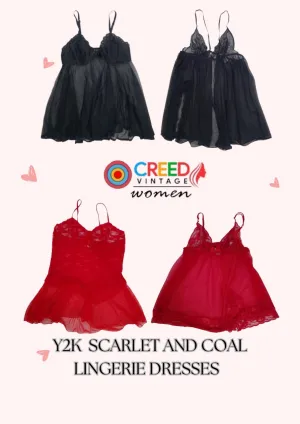 CR2766 Y2K Scarlet & Coal Lingerie Dresses - 15 Pcs