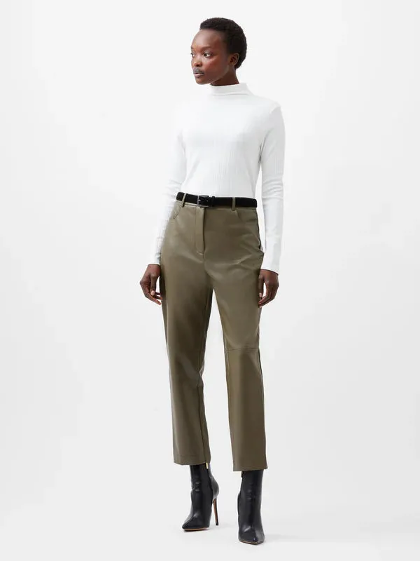 Crolenda PU Tapered Trousers in Tarman Khaki