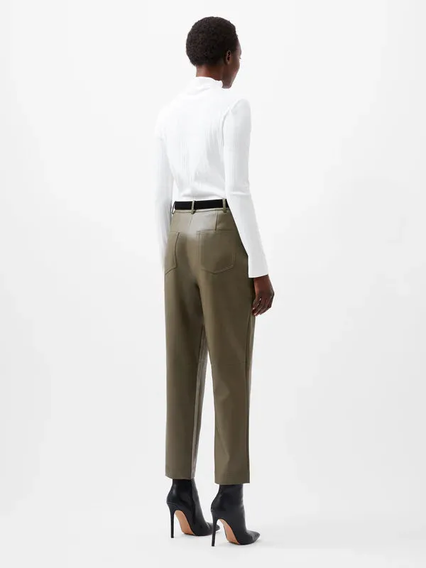 Crolenda PU Tapered Trousers in Tarman Khaki