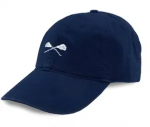 Crossed Lax Sticks Needlepoint Hat - Navy