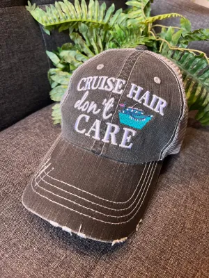 Cruise hats Cruise hair dont care Embroidered distressed unisex trucker caps