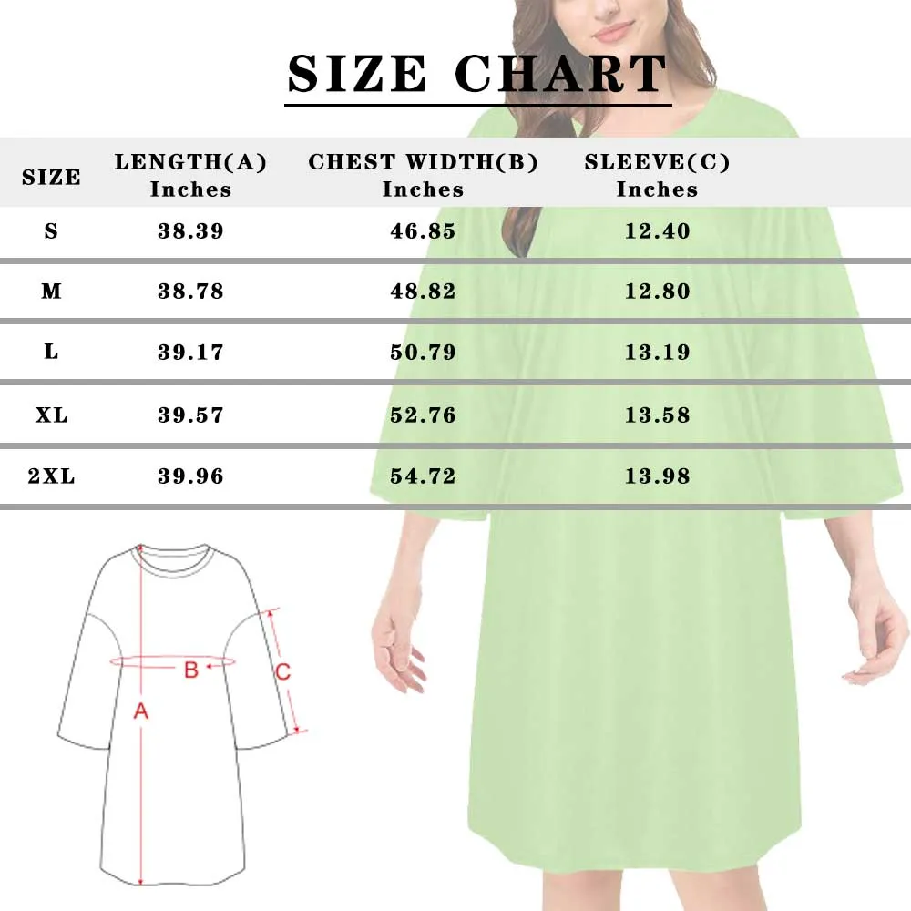 Custom Seamless Face Women's Oversized Sleep Tee Nightdress Personalized Loose Nightshirt