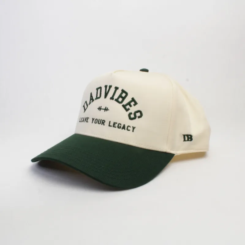 DadVibes 5 Panel Hat (Cream/Green)