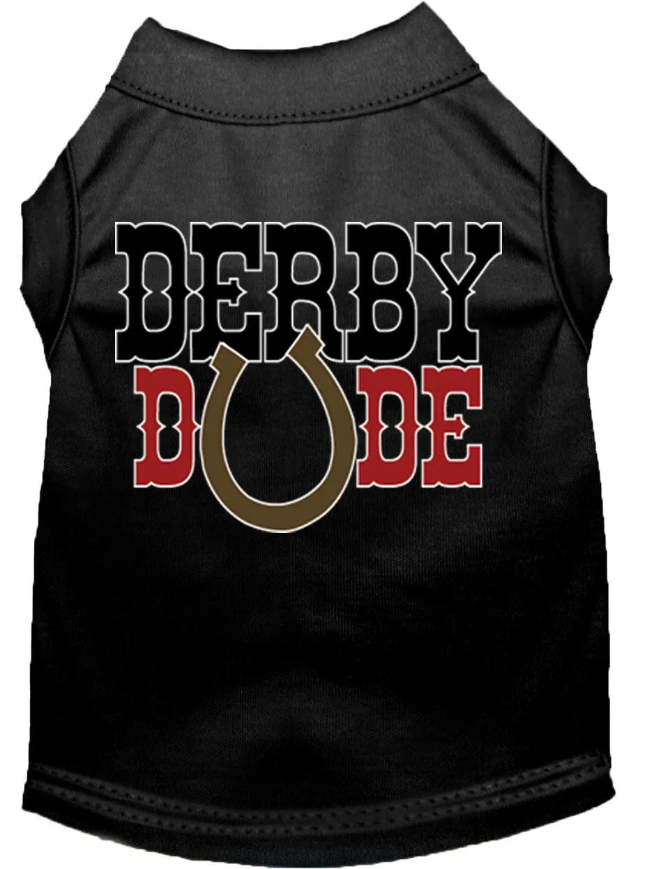 Derby Dude Screen Print Dog Shirt Black Lg