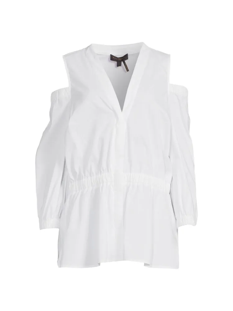 Donna Karan New York plain off-shoulder blouse, white