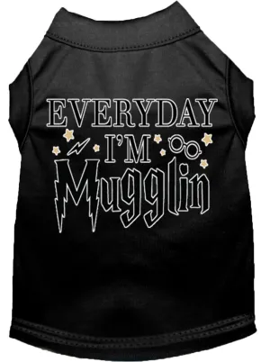 Everyday I'm Mugglin Screen Print Dog Shirt Black Lg