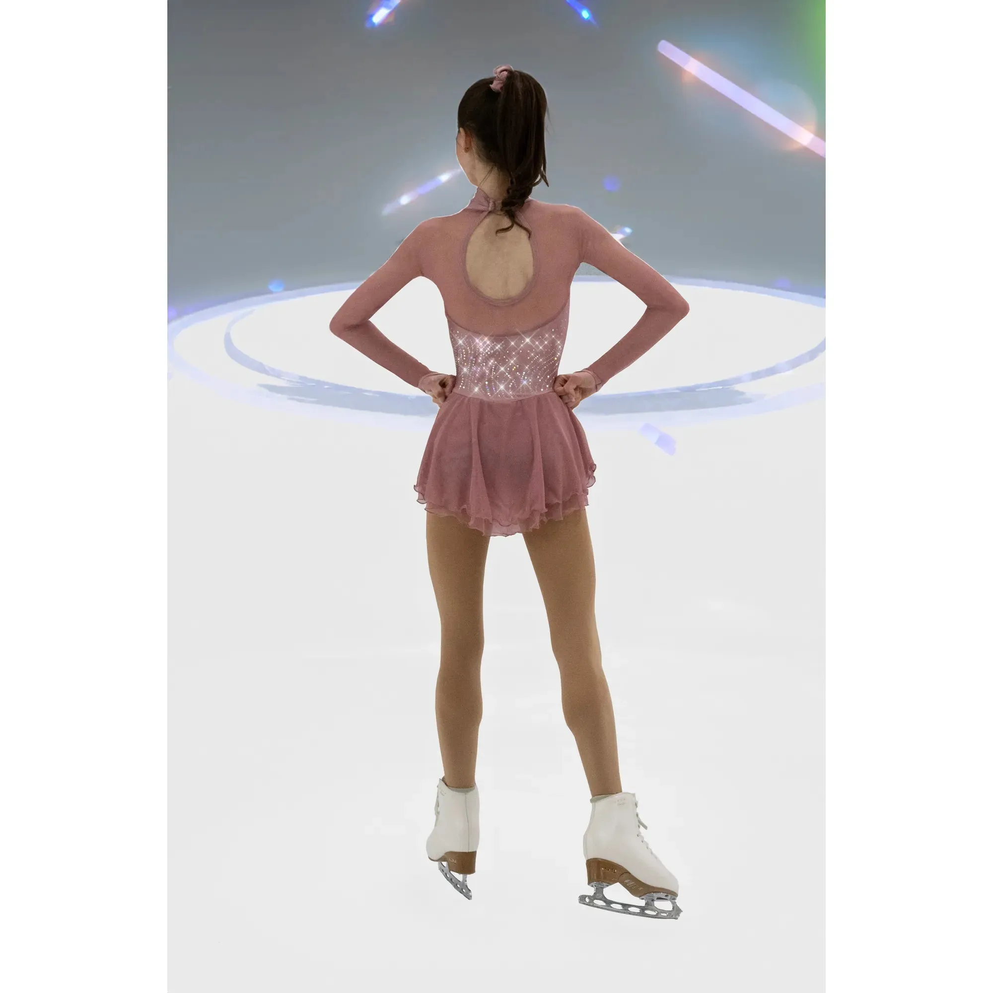 F22009Q Competition Figure Skating Classic High Neck Dress FANCY CRYSTALS