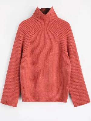 Fashion Plain High Neck Sweater