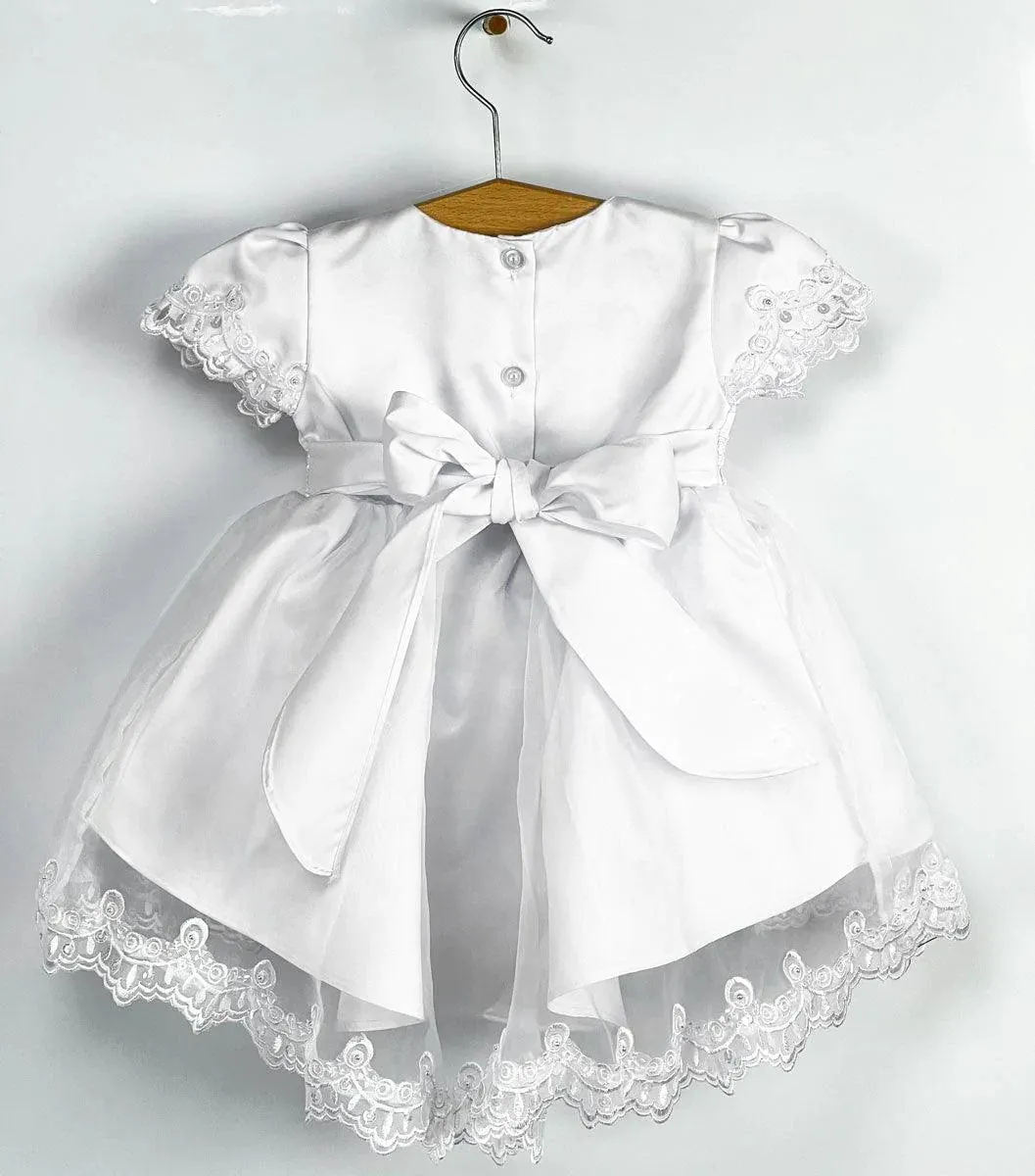 Formal Kids Wear Baby Girl White Baptism Dress 8063