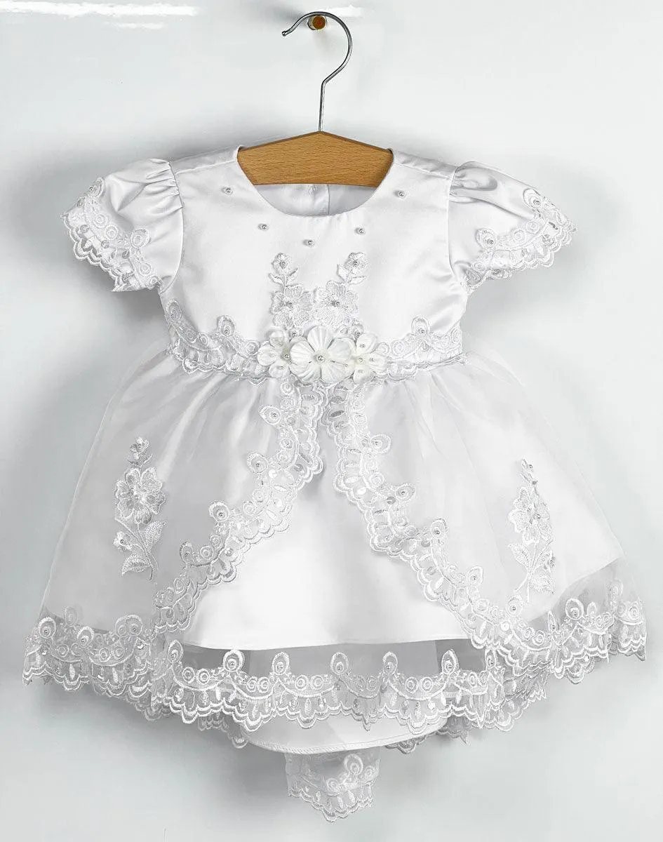 Formal Kids Wear Baby Girl White Baptism Dress 8063