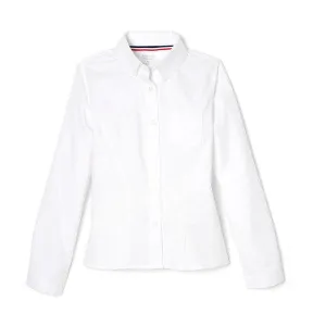 French Toast Girls School Uniform Long Sleeve Fitted Oxford Shirt - White - SE9287