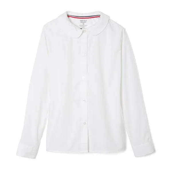 French Toast Girls School Uniform Long Sleeve Peter Pan Collar Blouse - White - SE9384