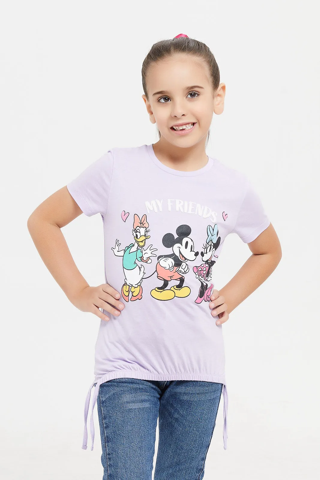 Girls Lilac Disney Friends Print T-Shirt