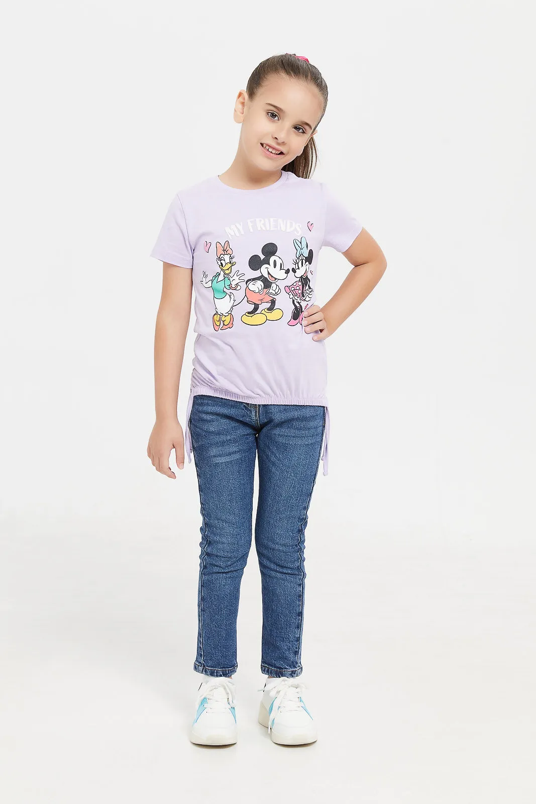 Girls Lilac Disney Friends Print T-Shirt