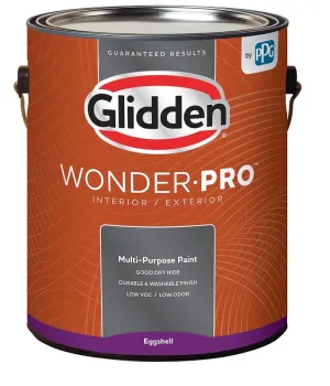 Glidden Wonder-Pro GLWP31WB/01 Interior/Exterior Paint, Eggshell Sheen, Pastel Base/White, 1 gal :GAL: QUANTITY: 4