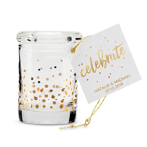 Gold Foil Confetti Mini Glass Favor Jar with Lid