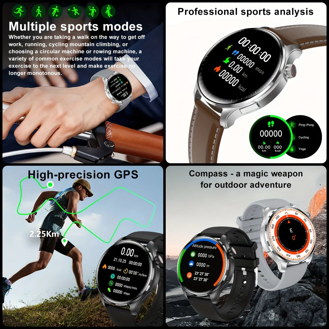 GUHUAVMI 2024 New Men's Sports Smart Watch GPS Track NFC Voice Assistant Wireless Call Smart Watch 1.53-inch AMOLED 360 * 360 HD Screen Watch GT4