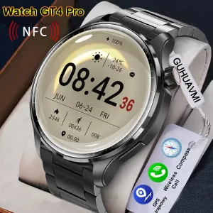 GUHUAVMI 2024 New Men's Sports Smart Watch GPS Track NFC Voice Assistant Wireless Call Smart Watch 1.53-inch AMOLED 360 * 360 HD Screen Watch GT4