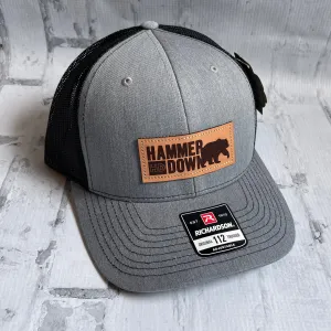 Hammer Down "Rectangle Bear" Hat - Heather Gray with Leather Patch