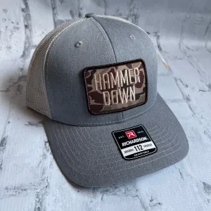 Hammer Down "Simple Brown Duck Camo" Hat - Heather Gray with Woven Patch