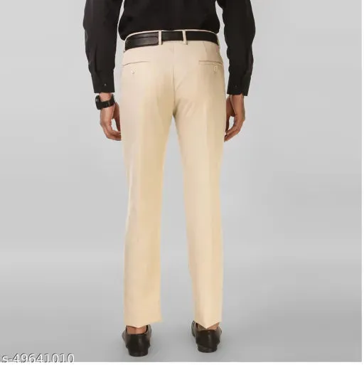 Haul Chic's Cream Polyster Blend Formal Trouser