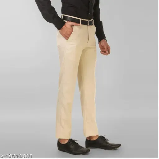 Haul Chic's Cream Polyster Blend Formal Trouser