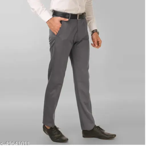 Haul Chic's Dark-Grey Polyster Blend Formal Trouser